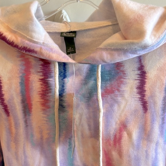 Comfy Cropped Hoodie Water Color Sweatshirt Womens Medium New - Picture 12 of 15